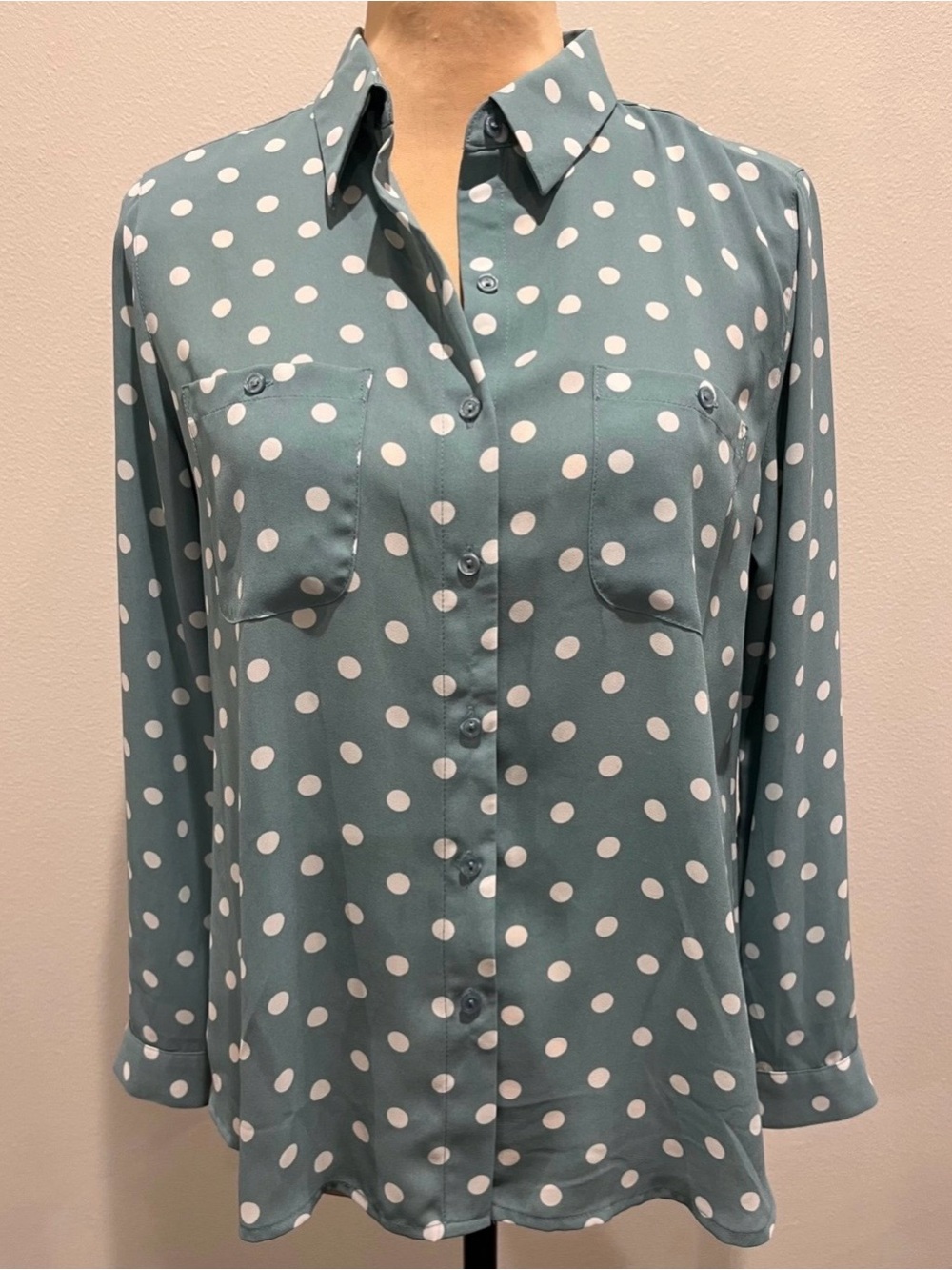 LOFT Polka Dot Button-Up Blouse